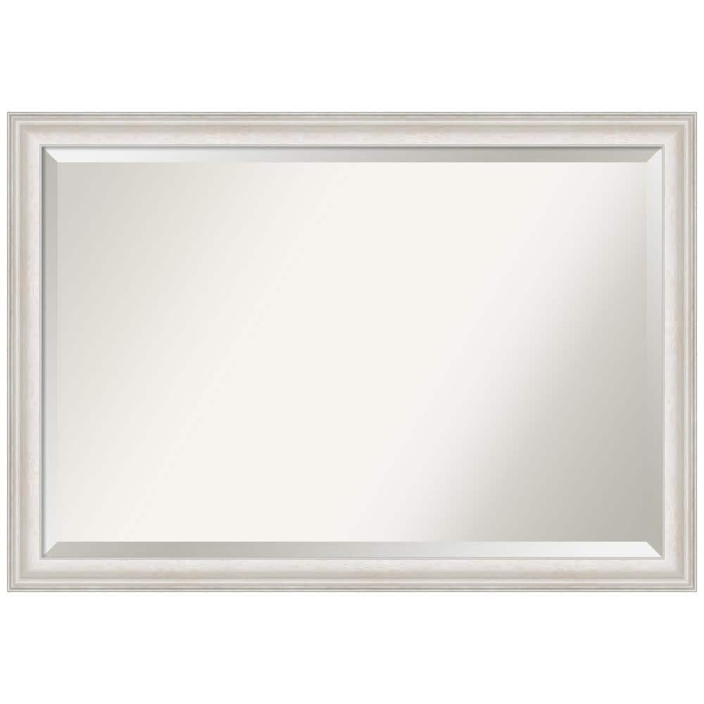 Medium Rectangle Trio White Wash Silver Beveled Glass Casual Mirror (27.5 in. H x 39.5 in. W) price history on PriceWatchPro