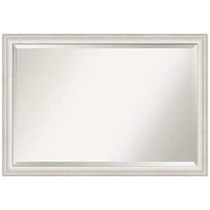 Medium Rectangle Trio White Wash Silver Beveled Glass Casual Mirror (27.5 in. H x 39.5 in. W)