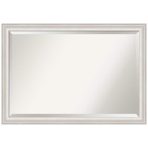 Amanti Art Medium Rectangle Trio White Wash Silver Beveled Glass Casual Mirror (27.5 in. H x 39.5 in. W)