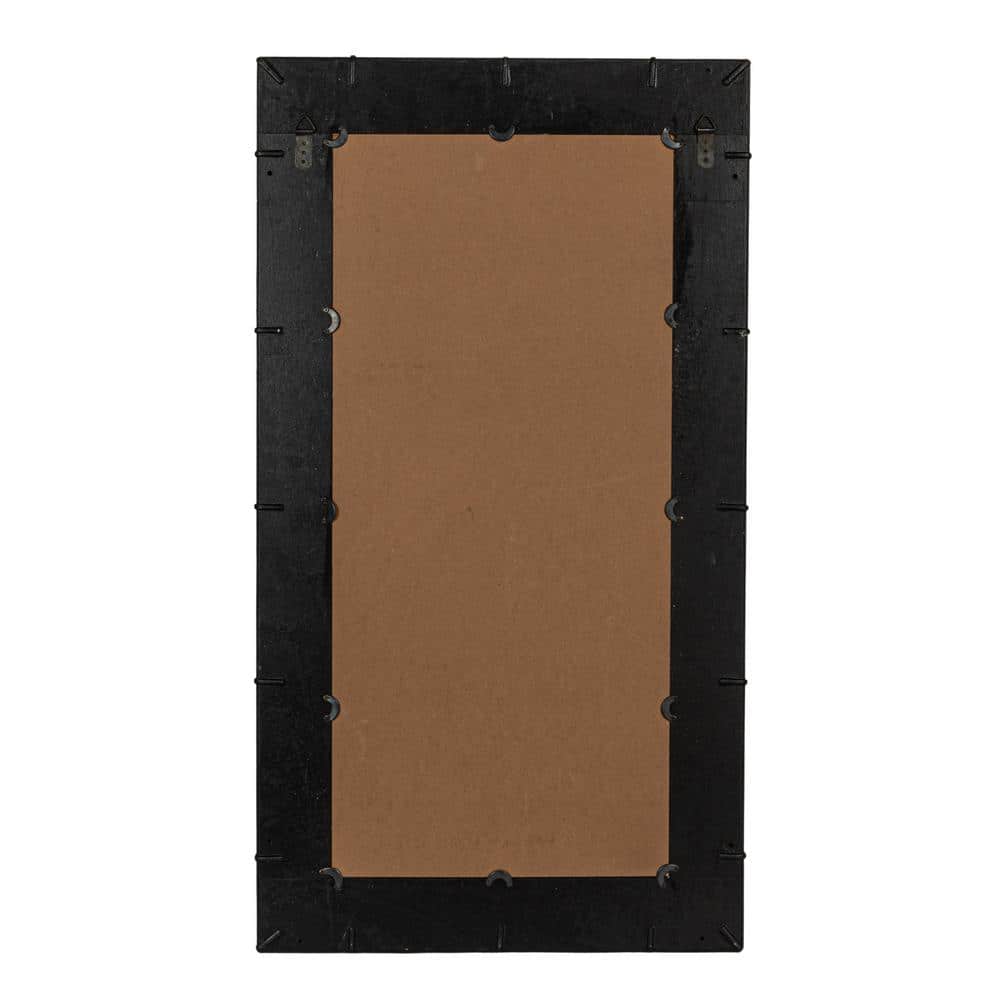 Black Bamboo Rectangular Wall Mirror with Hand-Laid Stems