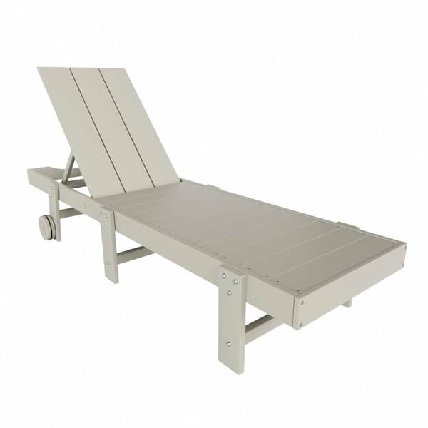 WESTIN OUTDOOR Laguna Sand Fade Resistant HDPE All Weather Plastic Outdoor Patio Reclining Adjustable Chaise Lounge with Wheels