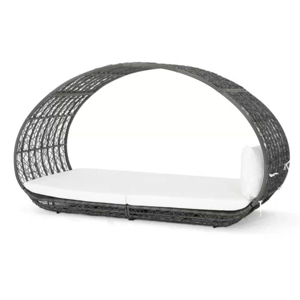 Wicker Overhead Canopy Outdoor Day Bed with White Cushions price history on PriceWatchPro