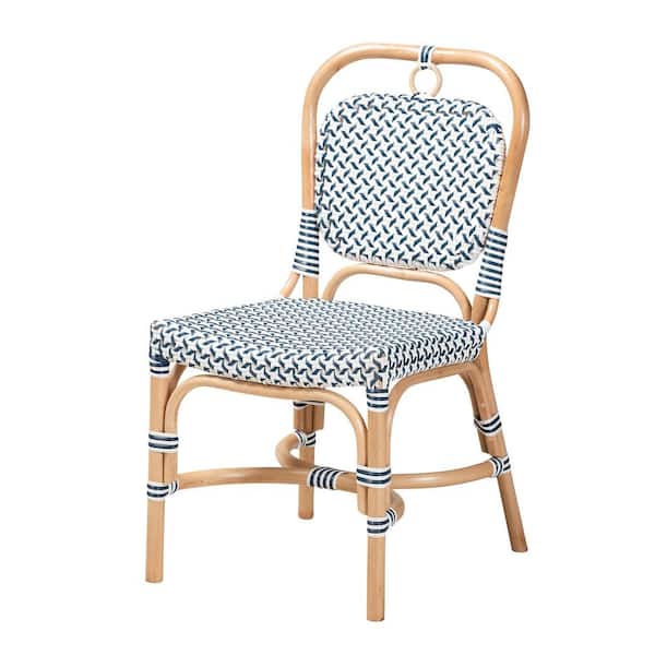 bali & pari Luciana Blue and White Weaving Natural Rattan Dining Chair