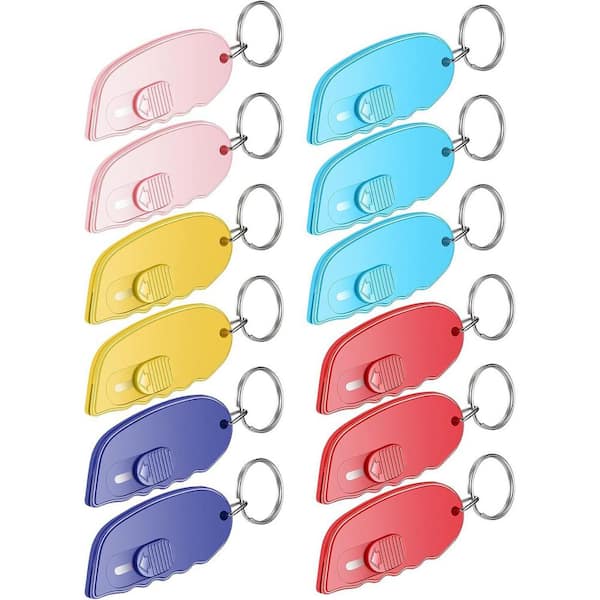 Unbranded 12 Pack Mini Box Cutter Portable Keychain with Auto Retractable Blade Utility Knives Letter Opener for Packages