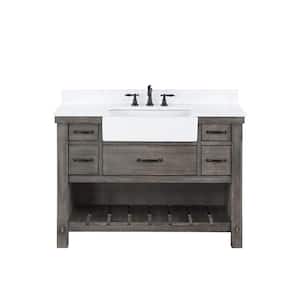 Villareal 48 in.W x 22 in.D x 34 in.H Single Farmhouse Bath Vanity in Classical Grey with Composite Stone Top