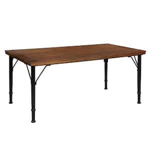 Amanda 70.1 in. Rectangular Brown Rustic Urban Industrial Farmhouse Distressed Wood Dining Table (Seat 6)