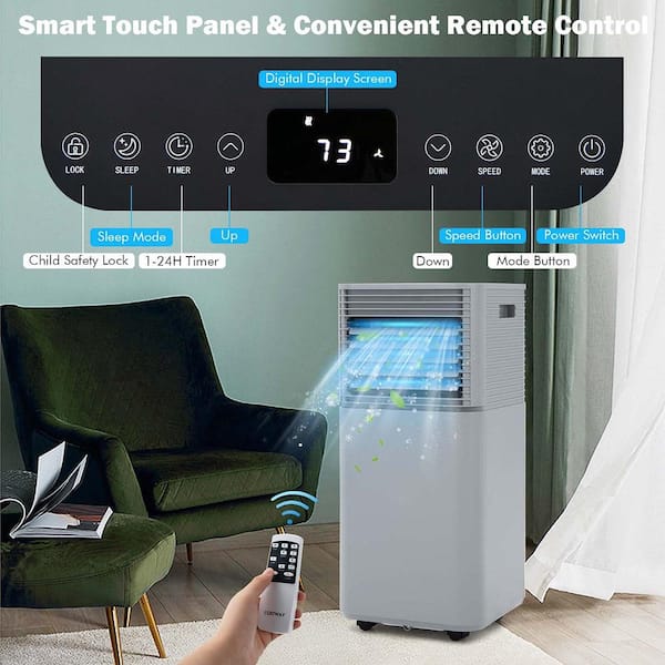 5,300 (DOE) BTU Portable Air Conditioner Cools 350 Sq. Ft. in Gray