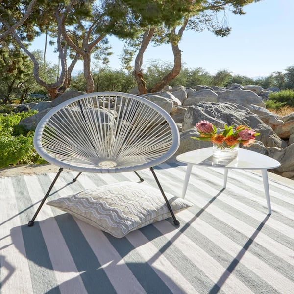 Catamaran Stripe Handwoven Light Blue/Ivory 10 ft. x 14 ft. Outdoor Area Rug