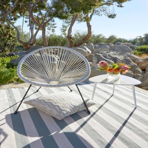 Catamaran Stripe Handwoven Light Blue/Ivory 3 ft. x 5 ft. Outdoor Area Rug