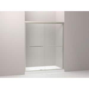 Gradient 59-5/8 in. x 70-1/16 in. Semi-Frameless Sliding Shower Door in Matte Nickel with Frosted Glass