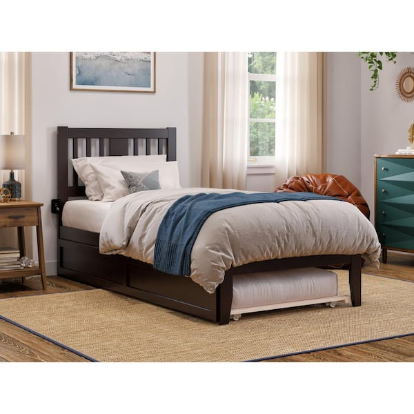 AFI Tahoe Espresso Twin Solid Wood Extra Long Platform Bed with Twin Extra Long Trundle