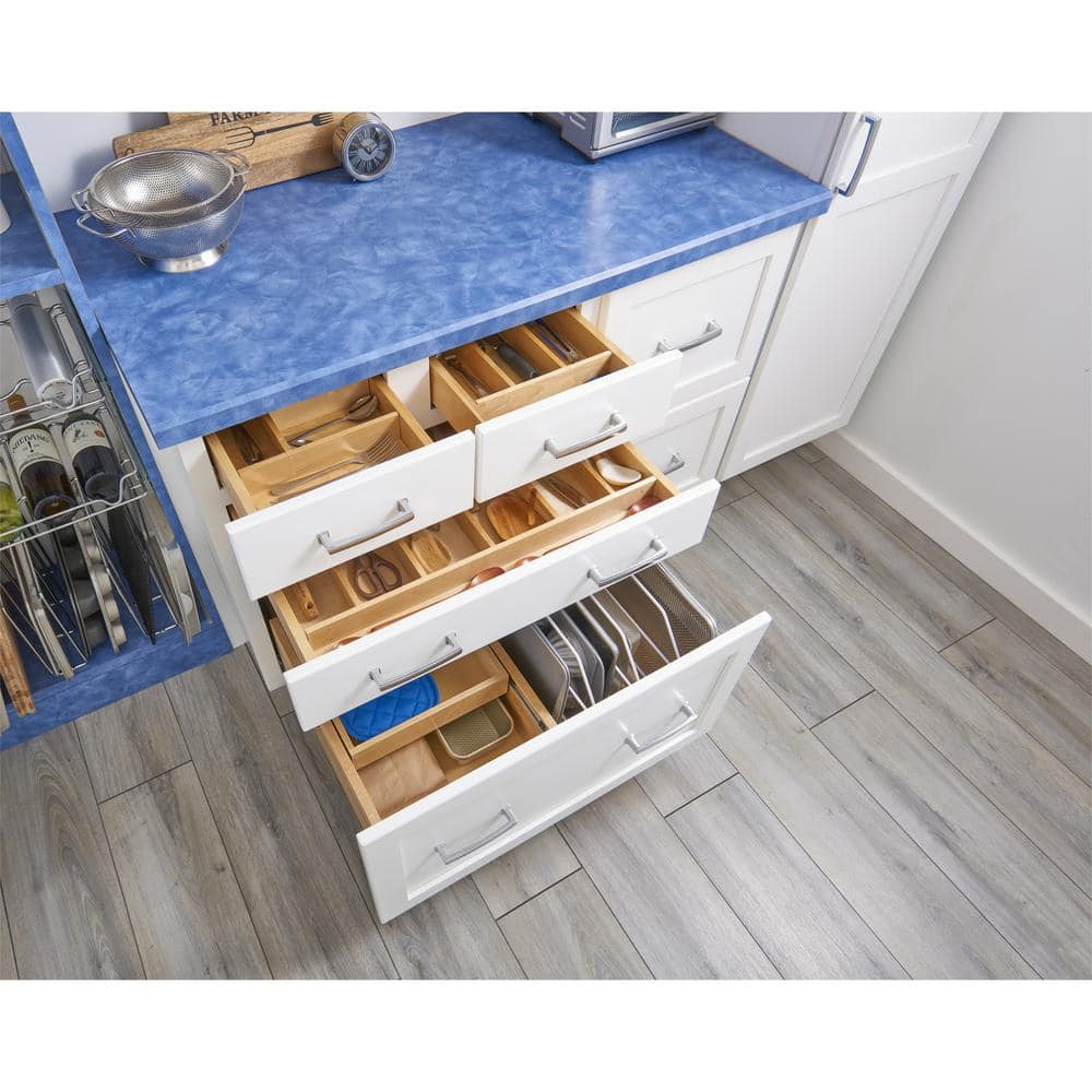 Maple Wood Adjustable Kitchen Drawer Organizer Insert