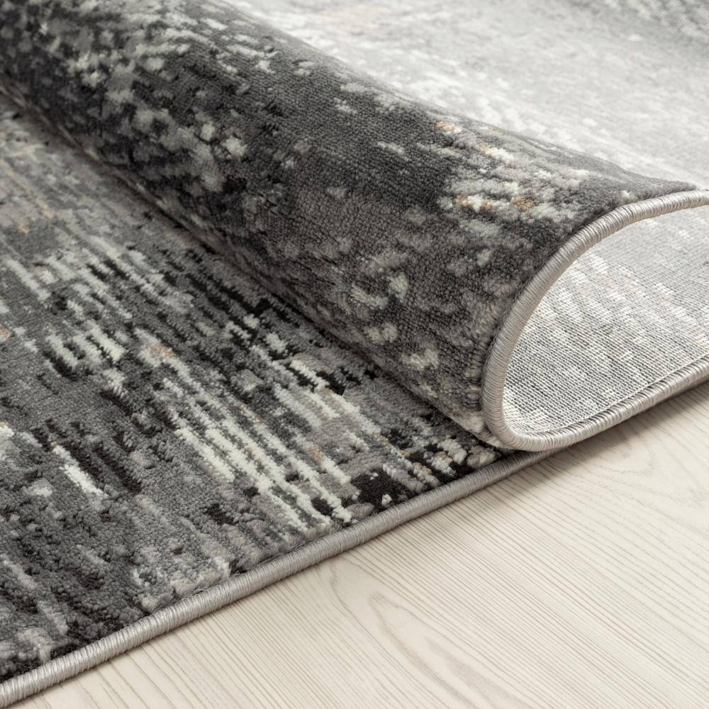 Gray and Black Abstract Rectangular Synthetic Area Rug