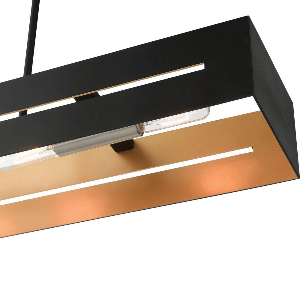 Soma Textured Black and Brushed Nickel 4-Light Linear Chandelier