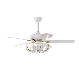 52 in. Smart Indoor White Ceiling Fan with Remote, Timer, 3 Adjustable Wind Speeds and 3 E12 Light Bulbs Not Included
