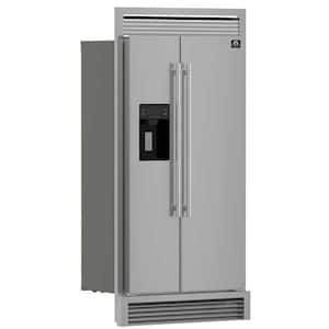 Salerno 36 in. Side by Side French Door Refrigerator with Decorative Grill in Stainless Steel