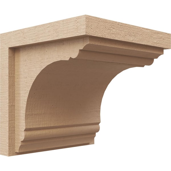 Ekena Millwork 8 in. x 8 in. x 8 in. Wide Warren Rough Cedar Woodgrain TimberThane Corbel, Primed Tan