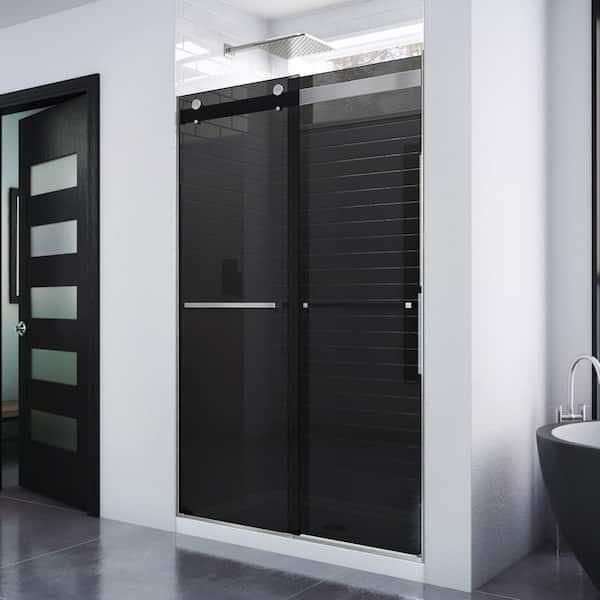 DreamLine Essence 44 in. to 48 in. W x 76 in. H Sliding Frameless Shower Door in Brushed Nickel with Tinted Glass