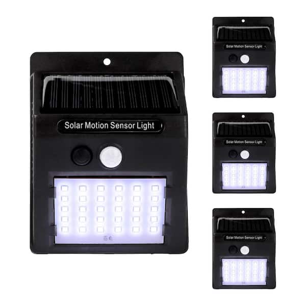 TECHKO 150 Lumens Motion Sensing LED Outdoor Security Wall or Fence Sconce Lantern Light in Matte Black-Small (4-Pack)