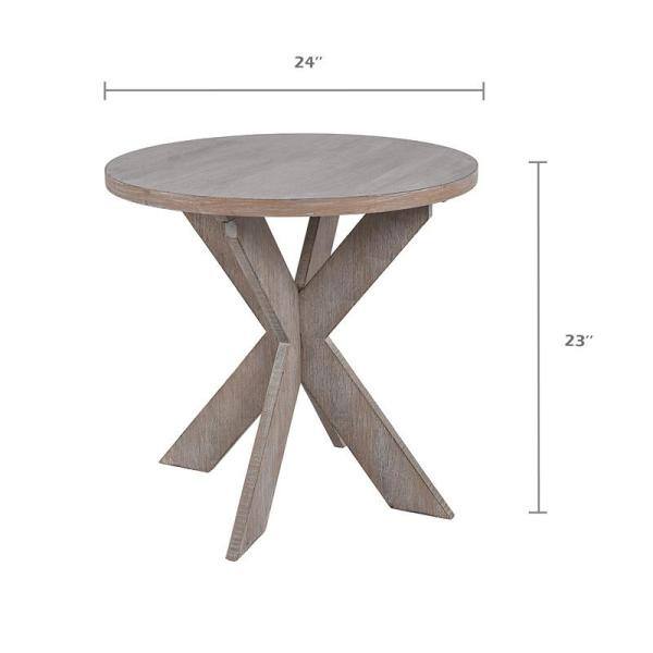 Vintage Grey Round Wood Cross Leg End Table