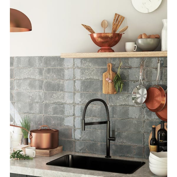 Inhale Gris 4 in. x 12 in. Glossy Porcelain Floor and Wall Tile (12.27 Sq. Ft./ Case)