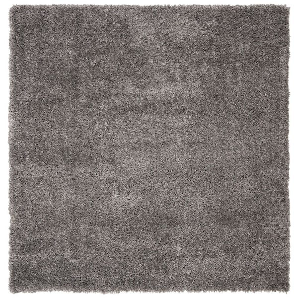 Fontana Shag 3 ft. x 3 ft. Square Silver Solid Area Rug