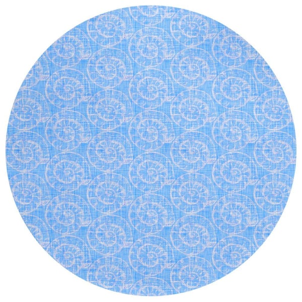 Surfside Blue 8 ft. x 8 ft. Geometric Indoor/Outdoor Area Rug