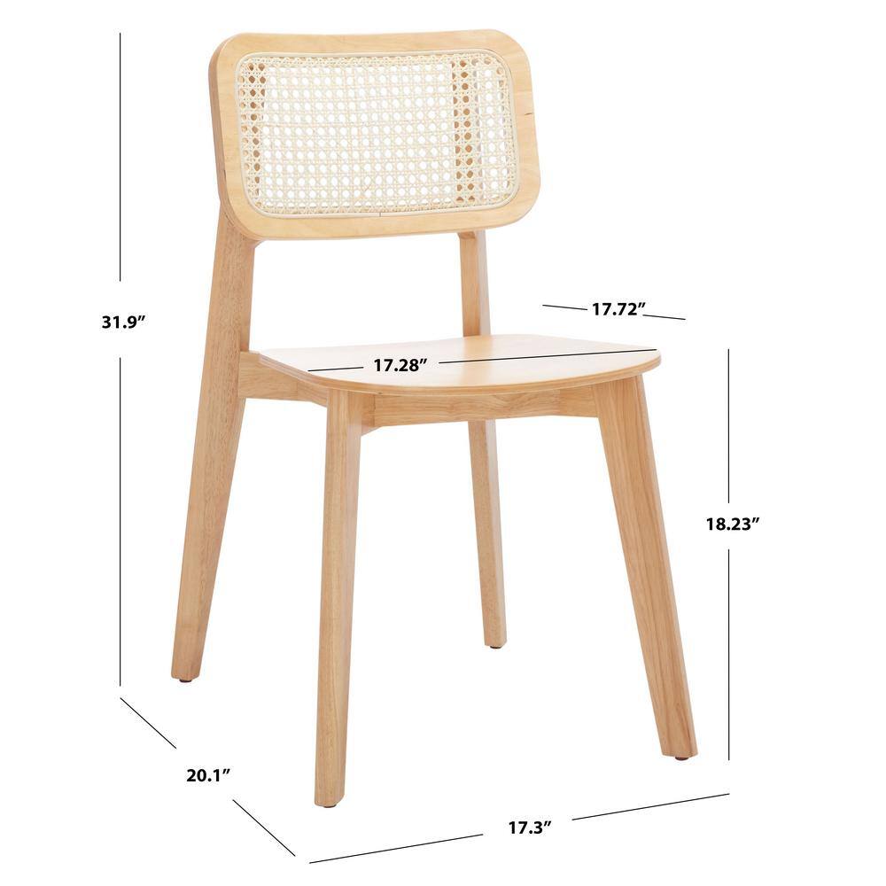 Natural Wood and Cane Low Slat Dining Chair Set
