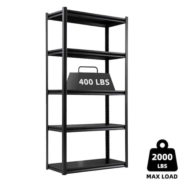 5-Shelf Steel Heavy Duty Freestanding Garage Storage Shelving Unit in Black (35.4 in. W x 72 in. H x 15.7 in. D)