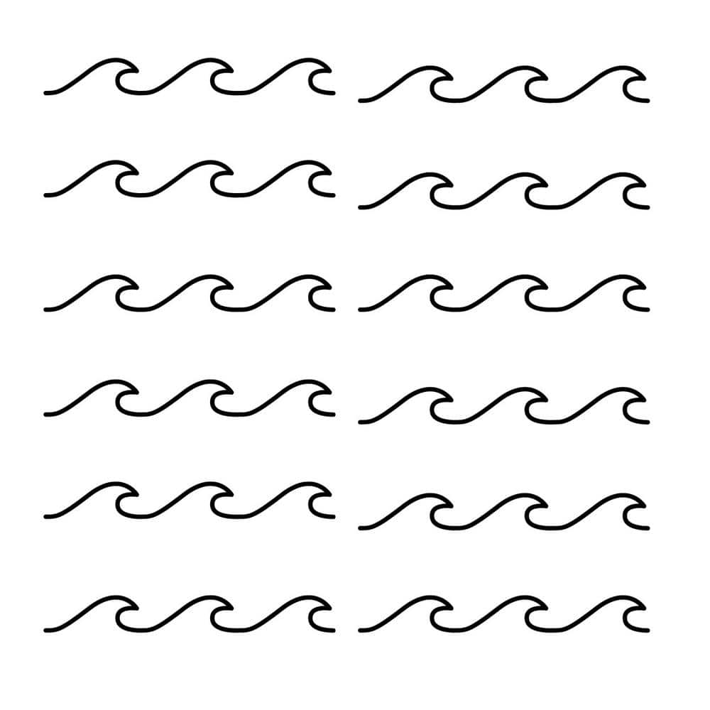 Black Geometric Waves Peel and Stick Wall Decals