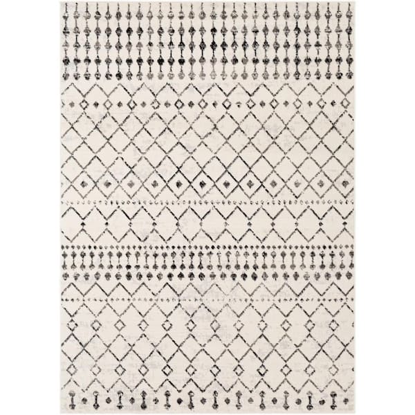 Livabliss Rubena Black Geometric 8 ft. x 8 ft. Indoor Square Area Rug