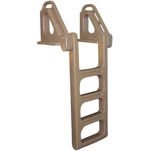 4-Step Wide Flip-Up Polyethylene Dock Ladder with Anti-Slip Rungs and Molded Handles for Stationary Boat Dock Systems