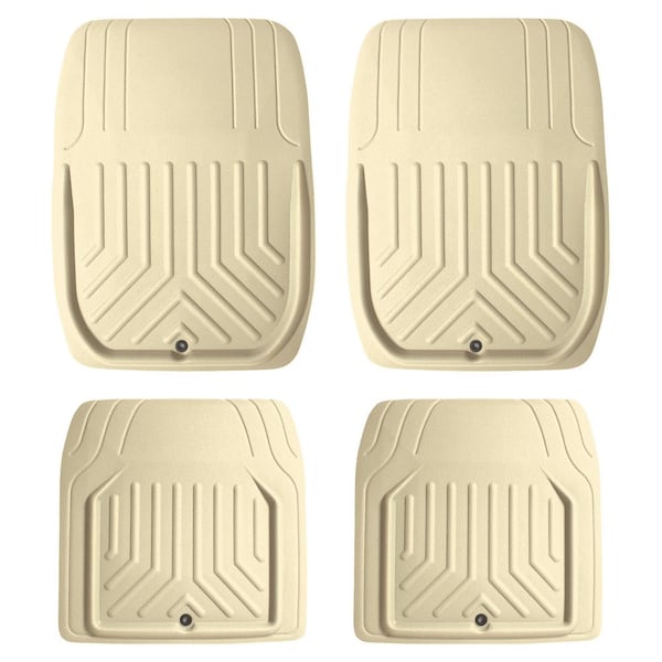 FH Group Trim-to-Fit Faux Leather Deep Tray Floor Mats - Full Set