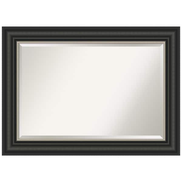 Amanti Art Ballroom Black Silver 43.5 in. x 31.5 in. Beveled Modern Rectangle Framed Bathroom Wall Mirror in Black