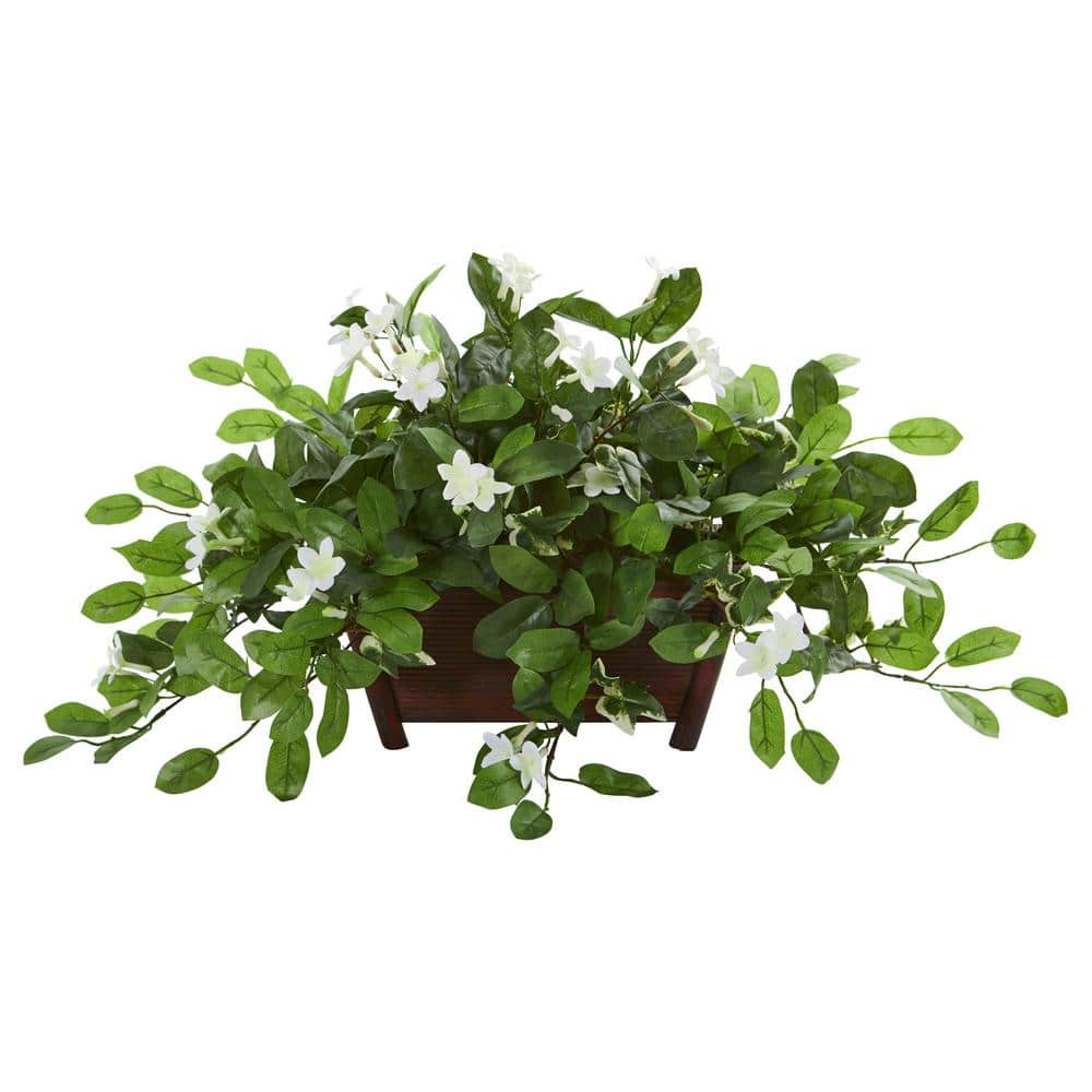 Nearly Natural Indoor Mix Stephanotis Artificial Plant in Decorative Planter