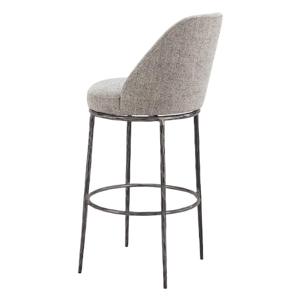 Nordhavn 31.5 in. Solid Back Gray Plywood Frame Swivel Barstool with 100% Polyester Seat