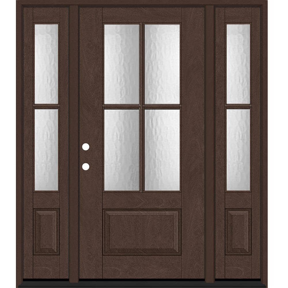 Regency 64 in. x 80 in. 3/4Lite 4SDL Oasis Deco Glass RHIS Prefinish Chestnut Fiberglass Prehung Front Door w/2_ 12inSL price history on PriceWatchPro