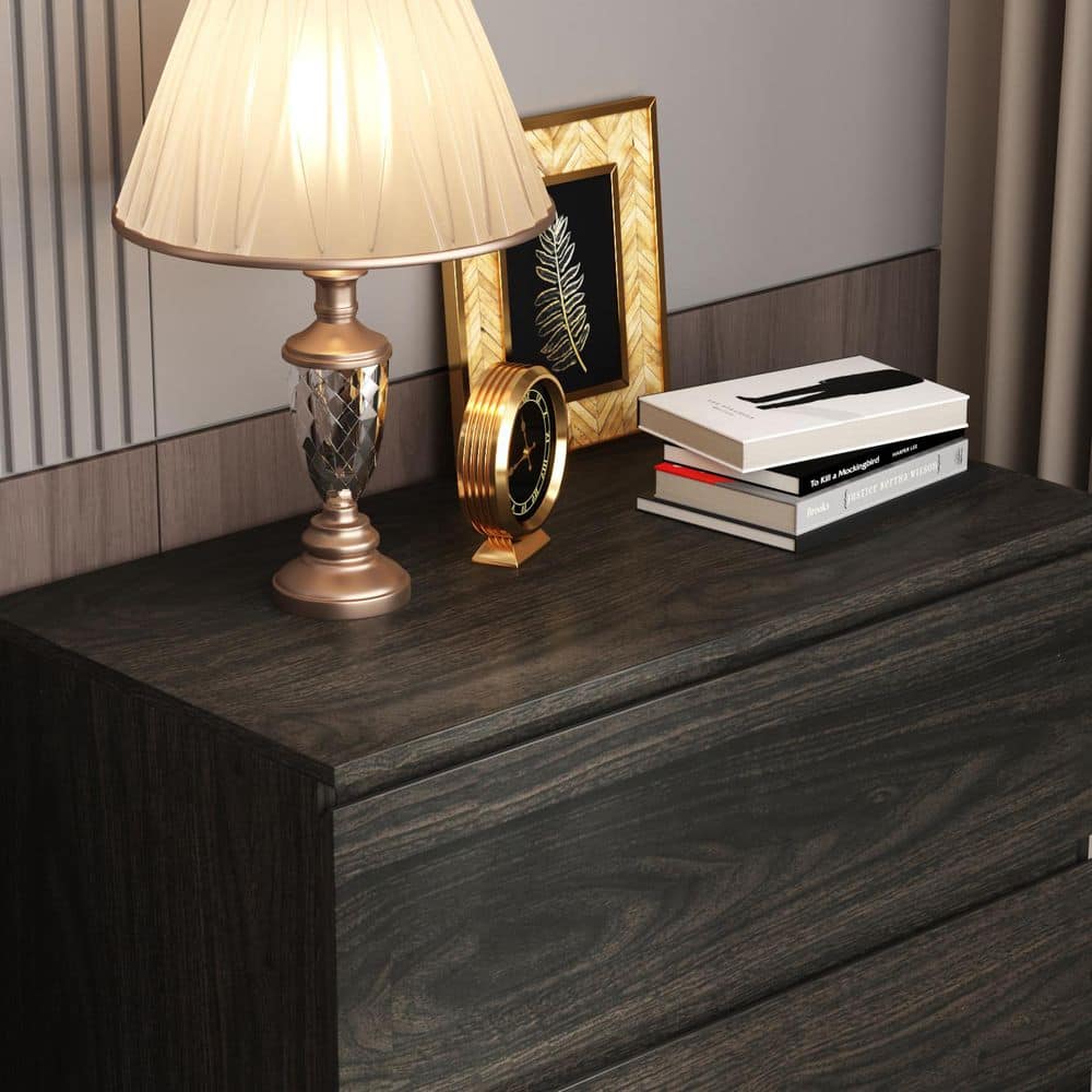 3-Drawer Black Wood Nightstand End Table 30.3 in. W x 32.3 in. H x 15.7 in. D - thumbnail 5