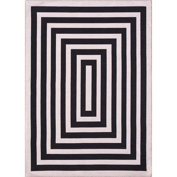Parker Cream 4 ft. x 6 ft. Solid & Striped Polypropylene Area Rug