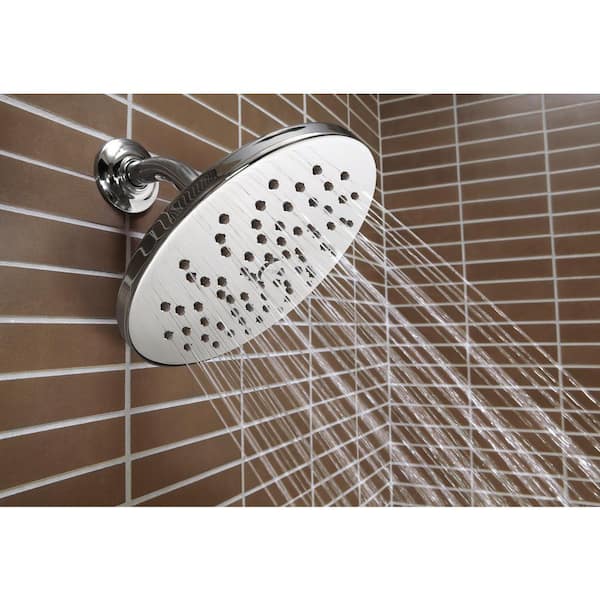 1-Spray 8 in. Single Wall Mount Fixed Shower Head in Chrome