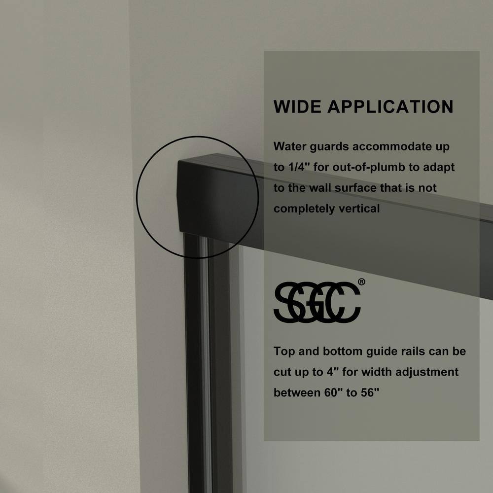 Matte Black Semi-Frameless Sliding Bathtub Door with Clear Glass