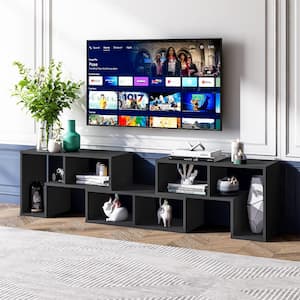 Black TV Stand Fits TVs Up To 65 in. Modern Entertainment Center Storage Bookcase (3-Pieces)