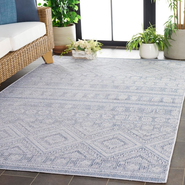 Hammock Gray/Blue 8 ft. x 10 ft. Machine Washable Geometric Striped Area Rug