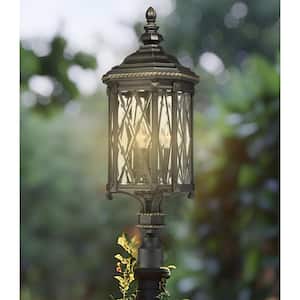 Bexley Manor 4-Light Black with Gold Highlights Post Mount