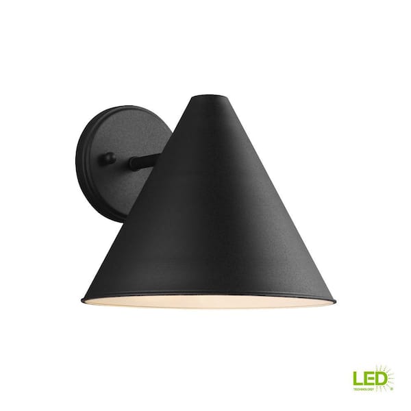 Generation Lighting Crittenden 1-Light Black Outdoor 8.5 in. Wall Lantern Sconce with LED Bulb