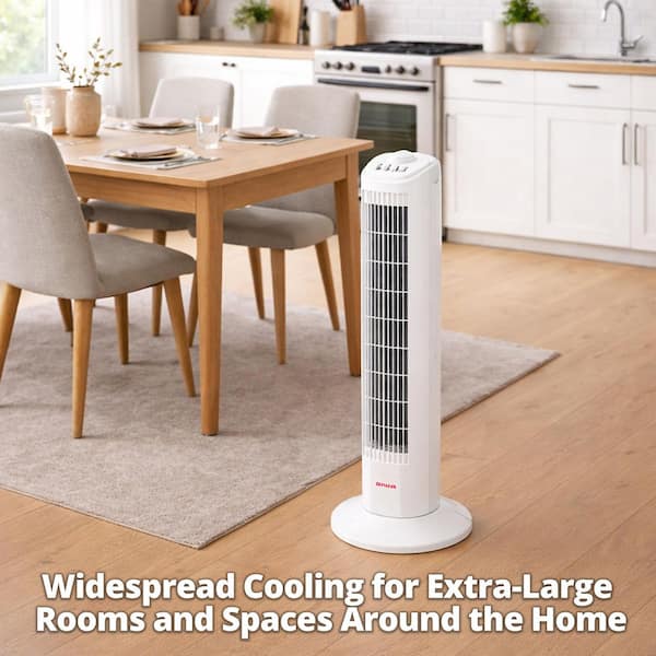 AIWA 28 in. 3 fan speeds Oscillating Tower Fan in White with Ultra
