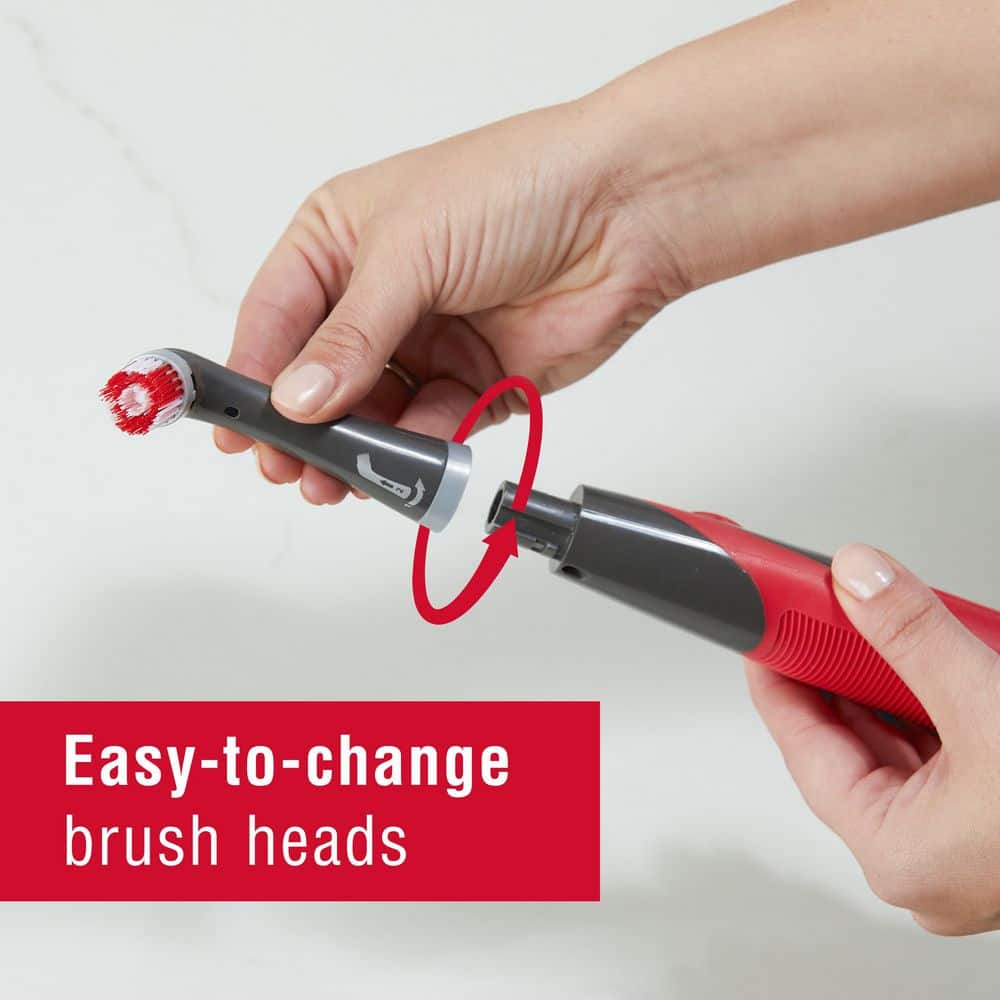Gray and Red Cordless Electric Power Scrubber with Grip Handle