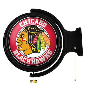 Chicago Blackhawks: Original "Pub Style" Round Lighted Rotating Wall Sign 21 in. L x 23 in. W x 5 in. H