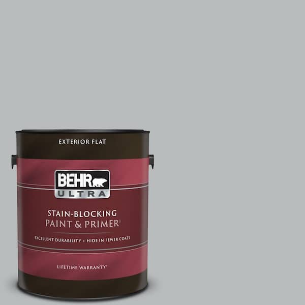BEHR ULTRA 1 gal. #PPU18-05 French Silver Flat Exterior Paint & Primer