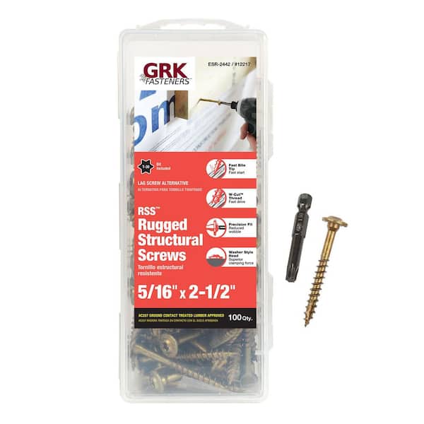 GRK Fasteners 5/16 in. x 2-1/2 in. Star Drive Low Profile Washer Head RSS Structural Alternative Lag Screws (100-Pack)